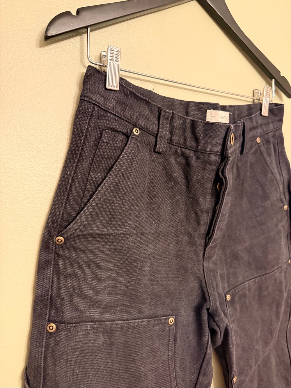 P&Co Black Cotton Canvas Double-Front Workwear Carpenter Pants W30 L30 - Picture 7 of 16